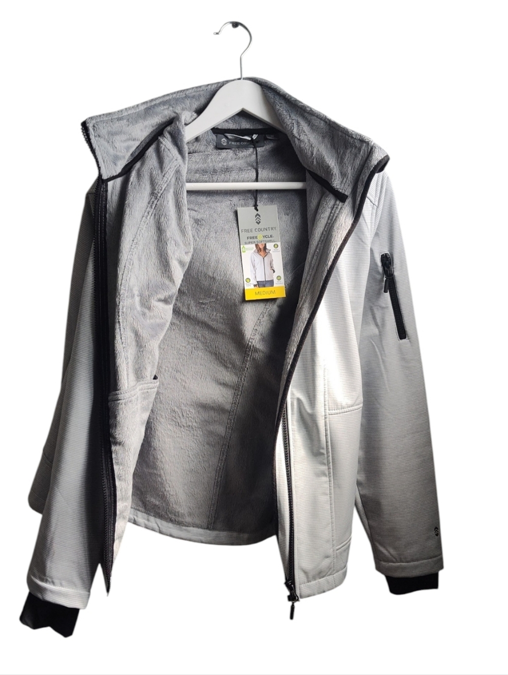 NWT Women's Free Country Light Gray Full Zip Fleece Lined Jacket